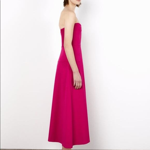 ZARA BLOGGER FAVORITE BUSTIER MIDI DRESS FUCHSIA - Picture 11 of 16